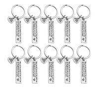 10pcs Llavero de Gratitud y Buena Suerte en Acero Inoxidable - Regalos de Despedida Personalizados para Acción de Gracias, Navidad, Graduación, Jubilación