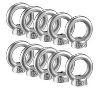 10Pcs M6 Tuerca de Anillo Tuerca de Elevación Acero Inoxidable Hardware en Forma de Anillo Hembra Sujetador de Tuerca Roscada para Accesorios de Elevación, Pulido de Superficie, Plata