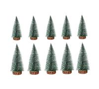 10pcs Mini árbol de Navidad 3.94+5.9 Base de Madera en Miniatura Tablero de Mesa Artificial Esmerilado Decoración para la Fiesta de Navidad, Mini árbol de Navidad Decoración del Paisaje en miniatur