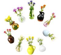 10pcs Mini Vase Fridge Magnets - Ceramic & Glass Tiny Flower Pots | Magnetic Bud Vases For Refrigerator, Whiteboard & Locker | Cute Aesthetic Home & Office Decor