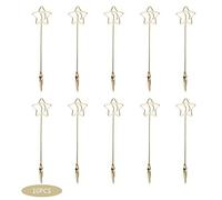 10Pcs Multifunction Desktop Double Headed Note Business Card Photo Clip Stand Decoration Stylish Star Moon Pattern Gold Steel 15cm Office Study Decor