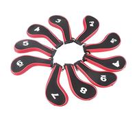 10pcs Neopreno Sports Equipment Head Protectors | Líquido - Iron & Putter Guard Set | Protectores de cabeza para bolsas de deporte/viajes/almacenamiento | Simple - Diseño Zip con (Red)