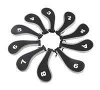 10pcs Neopreno Sports Equipment Head Protectors | Líquido - Iron & Putter Guard Set | Protectores de cabeza para bolsas de deporte/viajes/almacenamiento | Simple - Diseño Zip con (Grey)