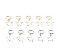 10Pcs Niña Plata Y Oro Estrella Anillo de Pinza de Metal Brazalete Accesorio (Estrellas de Plata Y Oro)