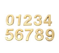 10pcs Número de metal estereoscópico Número de placa Casa Dirección del hotel Hotel Números Placa de etiqueta (0-9, para cada número) (gold)