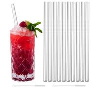 10pcs Pajitas De Acero Inoxidable,Pajitas Cortas De Metal Reutilizables, Pajitas Cortas De Metal Para Cócteles Con 2 Cepillos De Limpieza Para Zumos Y Bebidas