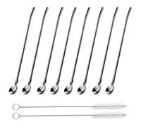 10pcs Pajitas de Metal Pajitas Reutilizable de Acero Inoxidable Cucharas de Paja con Cepillo de Limpieza, Pajitas para Bebida Cócteles pajitas, cucharas, pajitas de acero inoxidable