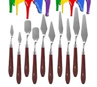 10PCS Palette Knife, Stainless Steel Painting Knife Set, Flexible Spatula Pallet Knife, Metal Artist Knives, Oil Painting Accessories Color Mixing Scraper for Oil, Canvas, Acrylic Painting By CUALORK