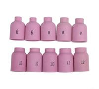 10PCS para tig Nozzle Cup Set #6-#12 Alumina for WP-17 10PCS | Sizes #6 to #12, alumina ceramic, fits WP-17/18/26, 10 pieces total, versatile welding tasks