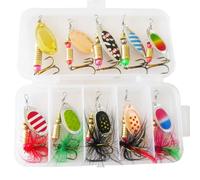 10pcs Pesca Lentejuelas Señuelos Señuelos de Pesca de Metal Cebo Cuchara de Pesca Cebo Cuchara de Pesca Cebo Triple Gancho Set Cuchara de Pesca Lures Lentejuelas Señuelos Señuelos