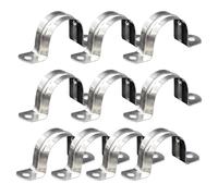 10pcs Pipe Strap, Stainless Steel Conduit Clamps, On Pipe Strap with 2 Holes, Ergonomic Clamp, Cable Holder with Heavy Duty Design, Fastening Accessory for Fixing or Cables