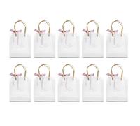 10Pcs PVC Transparent Handbag Wedding Candy Box Gift Bag with Pink Ribbon Reusable Party Favor for Birthday Christmas Wedding 37x22cm