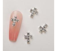 10pcs Retro Cross Nail Charm Aleación Rhinestones Cross Charms Punk Gótico Nail Art Supplies para piedras de aleación acrílica
