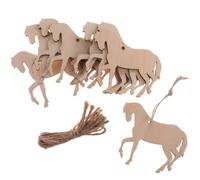10pcs Rodajas En Forma De Caballo De Madera con Cuerda De Madera Inacabada Artesanía De Animal De Madera DIO Adorno para Decoración del Hogar