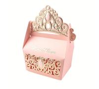 10pcs Royal Shiny Gemstone Crown Candy Box Wedding Party Favors Box Fiesta de cumpleaños Candy Box Wedding Souvenir-PINK,9x5.5x7cm