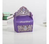 10pcs Royal Shiny Gemstone Crown Candy Box Wedding Party Favors Box Fiesta de cumpleaños Candy Box Wedding Souvenir-Purple,9x5.5x7cm