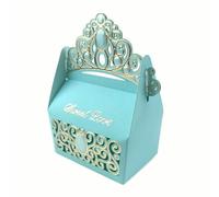 10pcs Royal Shiny Gemstone Crown Candy Box Wedding Party Favors Box Fiesta de cumpleaños Candy Box Wedding Souvenir-Blue,9x5.5x7cm