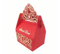 10pcs Royal Shiny Gemstone Crown Candy Box Wedding Party Favors Box Fiesta de cumpleaños Candy Box Wedding Souvenir-Red,9x5.5x7cm