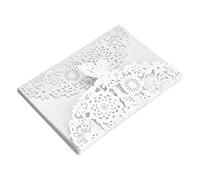 10Pcs/Set Boda de negocios personalizada tallada estilo europeo Tarjetas de invitación de fiesta Tarjetas de invitación de boda de Flora de encaje con mariposa para despedida de soltera Fiesta (#1)