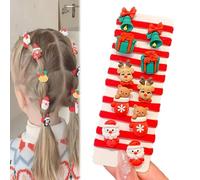10pcs/Set Cute Christmas Hair Scrunchies, Christmas Santa Snowman Reindeer Hair Ties for Girls, No-Damage Soft Elastic Christmas Hair Accessories for Girls& Women (B)