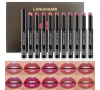 10Pcs Set Sparkling Lipstick Lip Gloss, Long Lasting Waterproof Moisturizer Lip Balm Glitter Shimmer Metallic Lipstick for Women Girls