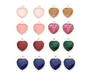 10Pcs Shiny Glitter Heart Shape Enamel For Bracelets Necklace Jewelry Making Supplies Diy Keychain Accessories Charms Fashion in practical