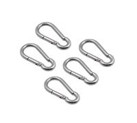 10PCS Silver Carabiner Hook Marine Stainless Steel 50mm 60mm 70mm 80mm Length Large Heavy Duty(5X50mm)
