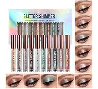 10PCS Sombra de ojos líquida, Shimmer Glitter Liquid Eye Shadow Set Metales de larga duración Maquillaje de ojos brillantes Sombra de ojos para fiestas, bodas, festivales o maquillaje diario