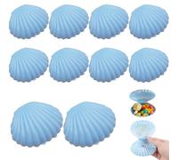 10pcs Soporte de conchas marinas, mini plástico con cajas de mares de plástico recipientes para fiestas para la ducha de cumpleaños de la boda suministros, azul cielo, caja, soporte