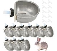 10pcs Tazones de Agua de Conejo de 2.6 Pulgadas Dispensador de Colgantes de Acero Inoxidable con férula para Mascotas pequeñas (sin Goteo)