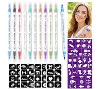 10pcs Temporary Tattoo Pen 72pcs Tatuaje Stencil, Efímero Tatuaje Piel Rotuladores para Niñas Niños Colegialas Carnaval Halloween Party Regalo 3 4 5 6 7 8 9 10 Años