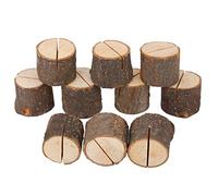 10PCS Wood Place Card Holders, 3.5 X 3.2cm Stump Shape Table Number Stands Rustic Sign Holder for Party Wedding Anniversary
