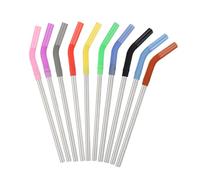 10piezas Cañitas Reutilizables de Acero Inoxidable con Boquillas de Silicona Succionadoras Resistentes y Seguras para Batidos Yogur y Agua Color Mixto Color Aleatorio