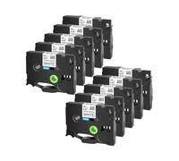 10PK Cinta de Etiquetas 6-24mm Compatible con Brother Tze-S231 Tz-S131 S631 Cintas Adhesivas Fuertes en Blanco y Negro for p-Touch PT-1010(9mm)