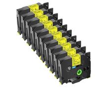 10pk compatible con la cinta de etiqueta AZE-631 de 12 mm funciona con TZ TZE 631 Negro sobre cinta laminada estándar amarilla