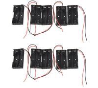 10Pzs Caja Estuche Sostenedor de 2 x 1.5V AA Bateria Negro con Plomo Alambre