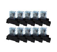 10Set MY2P HH52P MY2NJ 12V 24V / 110V 220V AC Coil Purpose DPDT Relay with Socket Base(DC,12V)