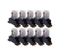 10Set White MY2P HH52P MY2NJ 12V 24V / 110V 220V AC Coil Purpose DPDT Relay with Socket Base(DC,220V)