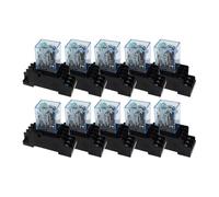 10sets MY4NJ HH54P 12V 24V 110V 220V AC Coil Power Relay Purpose Relays 14 Pins 4NO 4NC 5A with PYF14A Socket Base(DC,48V) Control Relays