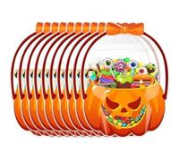 10stück Halloween Eimer Für Süßigkeiten - Umweltfreundliches Material Kürbis | Transparente Wiederverschließbare Halloween Taschen Mit Griffen | Süßes-Oder-Saures Für Snacks 7 Geschenke
