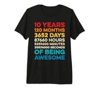 10th Birthday 10 Years of Being Awesome Vintage 10 Years Old Camiseta Premium