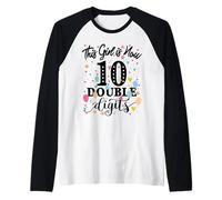 10th Birthday Gifts Shirt This Girl Is Now 10 Double Digits Camiseta Manga Raglan