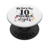 10th Birthday Gifts Shirt This Girl Is Now 10 Double Digits PopSockets PopGrip Adhesivo