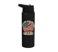 10th Birthday Official Double Digits 10 Years Old US Flag Stainless Steel Insulated Water Bottle