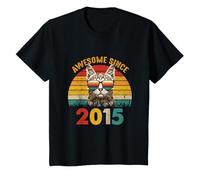 10th Birthday Vintage Cat Gift T-Shirt - Awesome Since 2015 Camiseta