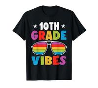 10th Grade Back To School Sunglasses Vibes Retro First Day Camiseta