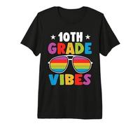 10th Grade Back To School Sunglasses Vibes Retro First Day Camiseta Premium