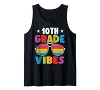 10th Grade Back To School Sunglasses Vibes Retro First Day Camiseta sin Mangas