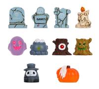 10ud Mini Figuras Resina Halloween, Espeluznantes Miniaturas Fantasmas Calabazas Cráneos Tumbas Dríades Pequeños Adornos para Detalles Fiesta Halloween Relleno Bolsitas Casa Muñecas Decoración