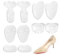 10uds Almohadillas para Tacones Altos, Gel Plantillas Metatarsianas Transparentes Plantillas Tacones Altos para Zapatos Mujer Demasiado Grandes Antideslizantes, Adhesivo Fuerte